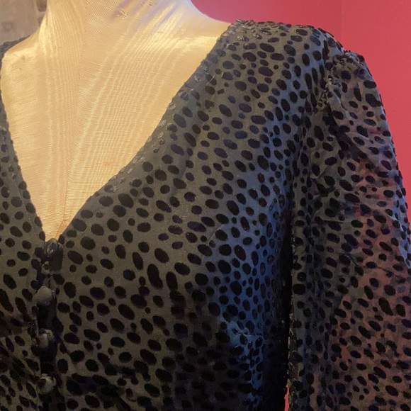 Boden Dalmatian Print Velvet Burnout Dolores Black Dress 6 - Picture 6 of 15